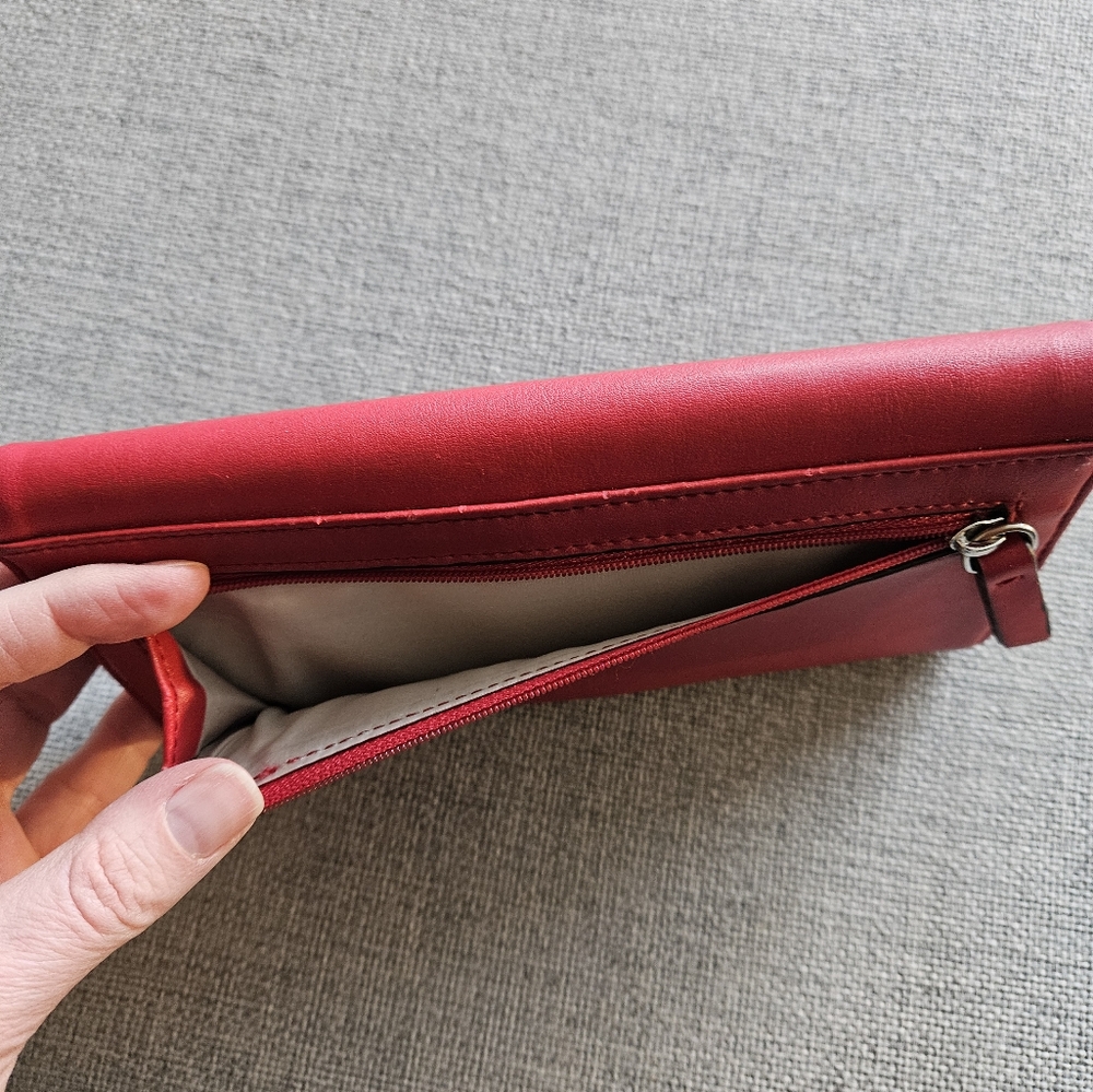 Red Wallet with Button Closure - Picture 4 of 11